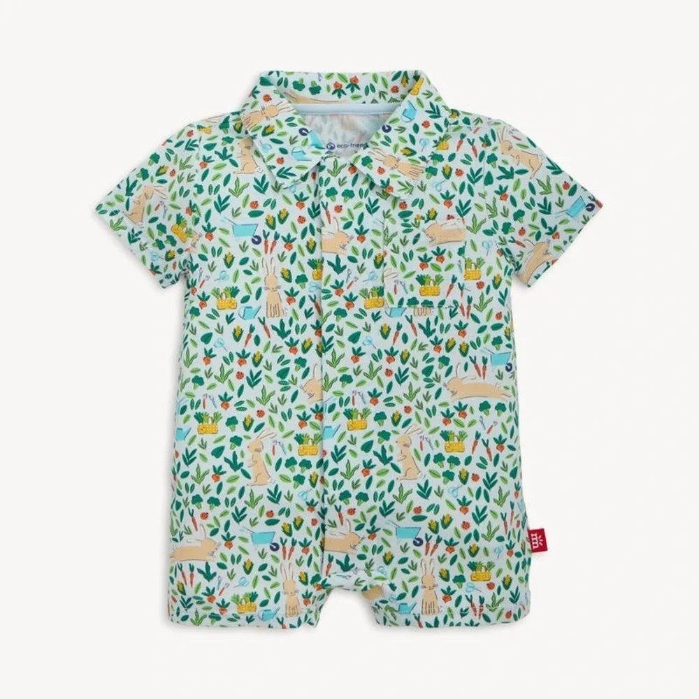 NWT Magnetic Me Bunny Garden Magnetic Modal Romper NB-3M